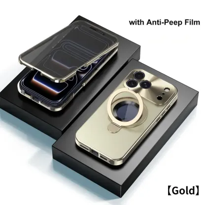The Stealth Shield: 360° Magnetic Privacy Case with Foldable Stand & MagSafe Support