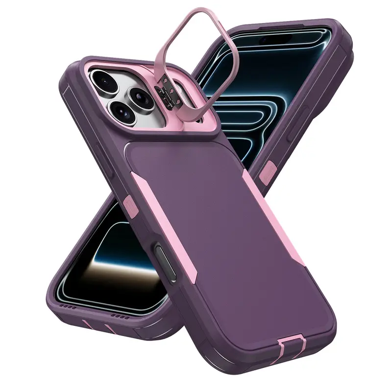 360° Heavy-Duty Shockproof Phone Case with Alloy Camera Ring for iPhone 11-17 Series