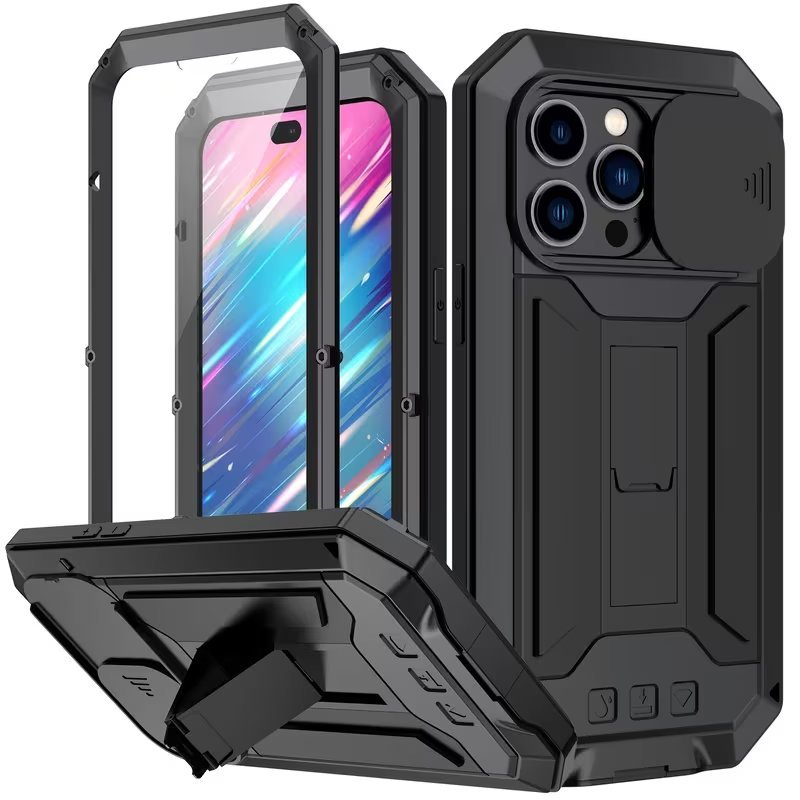 Rugged Military Grade Phone Case with Built-in Kickstand & Camera Protection