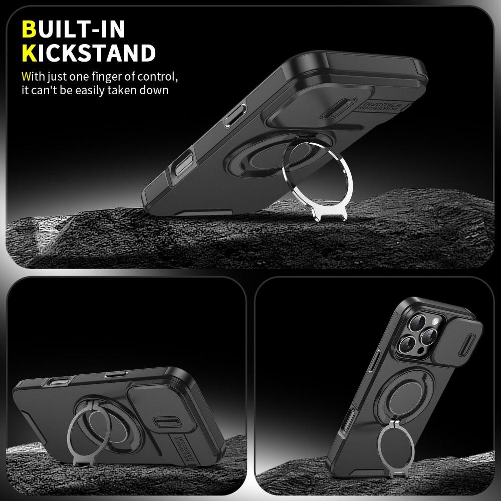 OREKROY Case For iPhone 17 16 15 Pro Max 17Air Plus 14 13 12 with Slide Camera Lens Protection Cover,360 Rotating Ring Kickstand MagSafe Magnetic Holder Military Grade Shockproof Protective Phone Cover