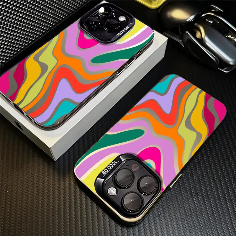 Vibrant Retro Wave Phone Case – Eye-catching Colorful Swirl Pattern for Apple Models
