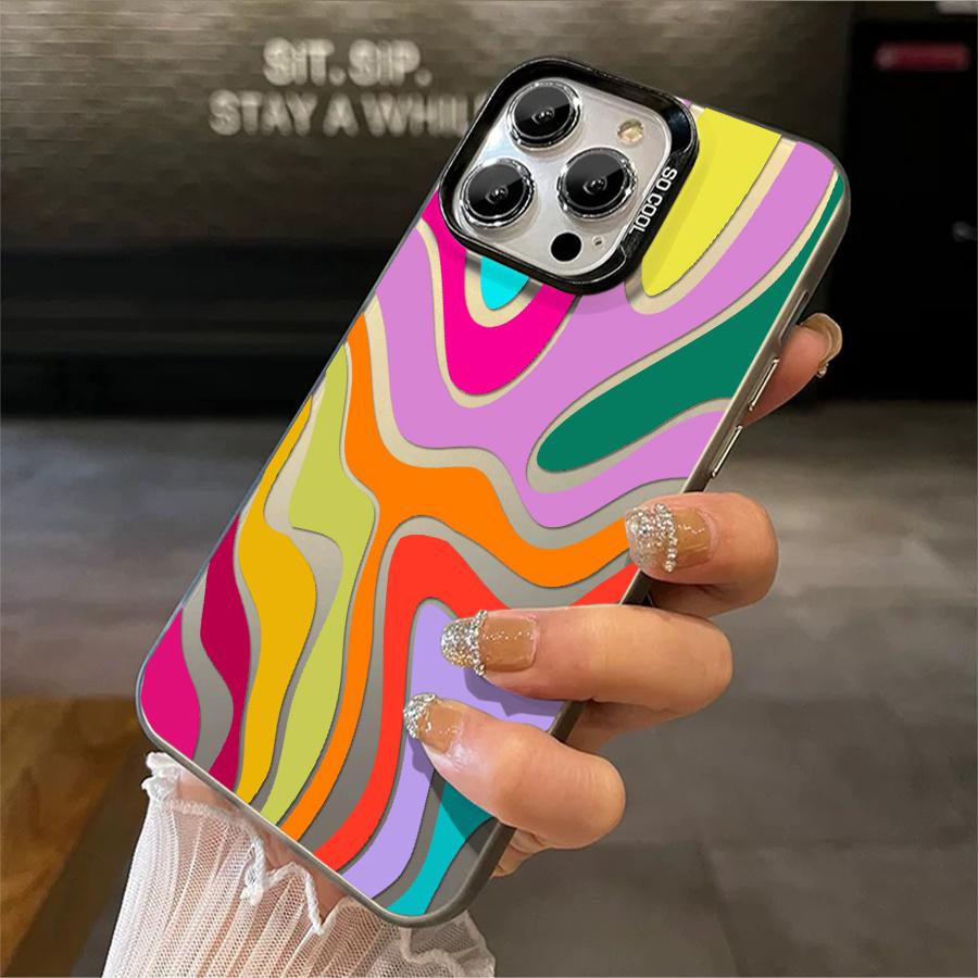 Phone Case: 1pc Colorful Abstract Wavy Pattern Phone Case Suitable for Apple iPhone 17ProMax 16 15 14 13 12 11ProMax Pro Xs Max XS X 7plus 8plus Antidrop Hard Shell Modern Funky Fashion Can Be Given to Friends Phone Case: 1pc Colorful Abstract Wavy Pattern Phone Case Suitable for Apple iPhone 17ProMax 16 15 14 13 12 11ProMax Pro Xs Max XS X 7plus 8plus Antidrop Hard Shell Modern Funky Fashion Can Be Given to Friends