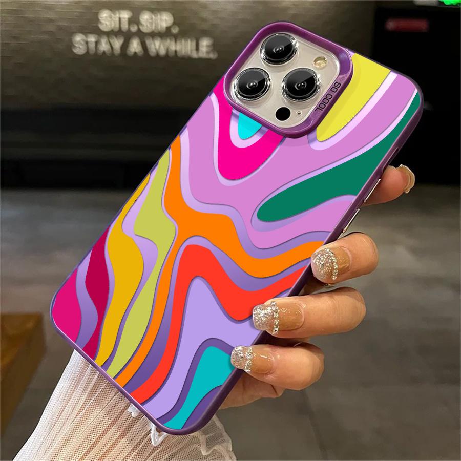 Phone Case: 1pc Colorful Abstract Wavy Pattern Phone Case Suitable for Apple iPhone 17ProMax 16 15 14 13 12 11ProMax Pro Xs Max XS X 7plus 8plus Antidrop Hard Shell Modern Funky Fashion Can Be Given to Friends Phone Case: 1pc Colorful Abstract Wavy Pattern Phone Case Suitable for Apple iPhone 17ProMax 16 15 14 13 12 11ProMax Pro Xs Max XS X 7plus 8plus Antidrop Hard Shell Modern Funky Fashion Can Be Given to Friends