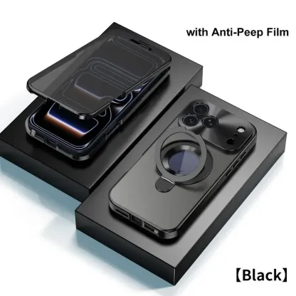 The Stealth Shield: 360° Magnetic Privacy Case with Foldable Stand & MagSafe Support