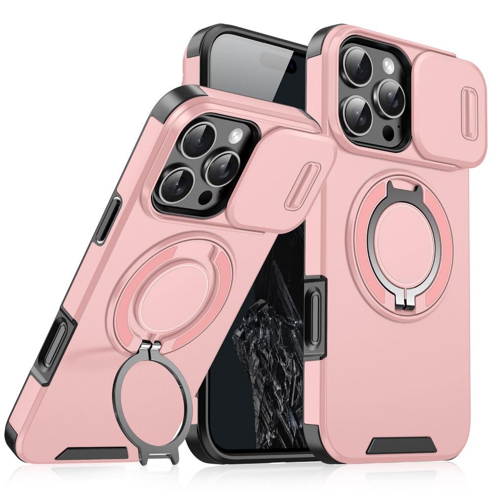 OREKROY Case For iPhone 17 16 15 Pro Max 17Air Plus 14 13 12 with Slide Camera Lens Protection Cover,360 Rotating Ring Kickstand MagSafe Magnetic Holder Military Grade Shockproof Protective Phone Cover