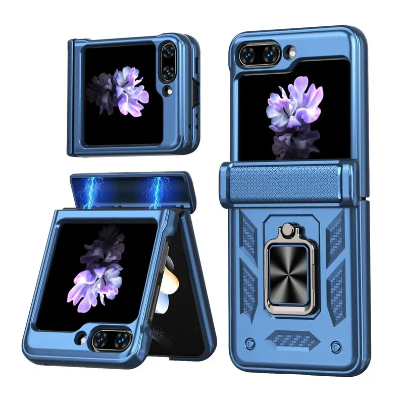 Compatible with Z Flip8/Z Flip7, Z Flip6, Z Flip5, Durable Anti Drop Protective Phone Case with 360 Degree Rotating Stand
