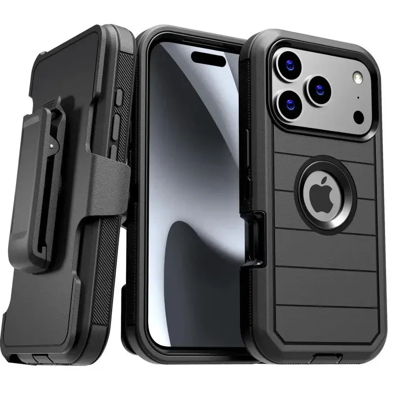 Heavy-Duty Tactical Belt Clip Armor Case with Integrated Kickstand