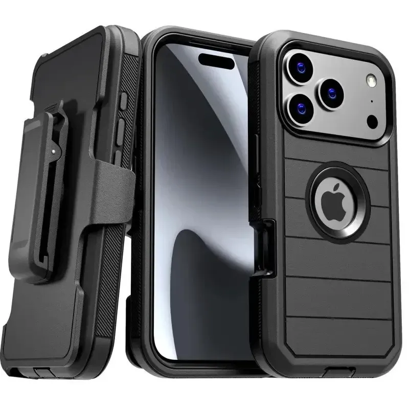 Heavy-Duty Tactical Belt Clip Armor Case with Integrated Kickstand