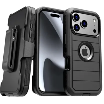 Heavy-Duty Tactical Belt Clip Armor Case with Integrated Kickstand