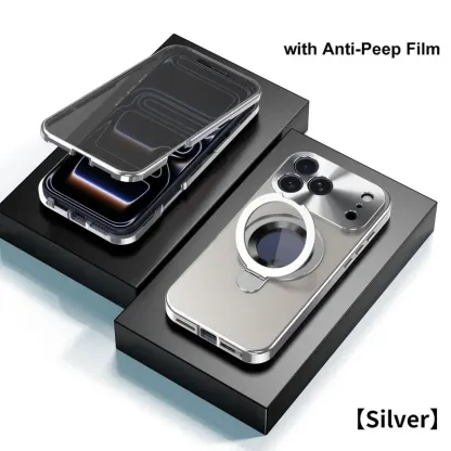 The Stealth Shield: 360° Magnetic Privacy Case with Foldable Stand & MagSafe Support