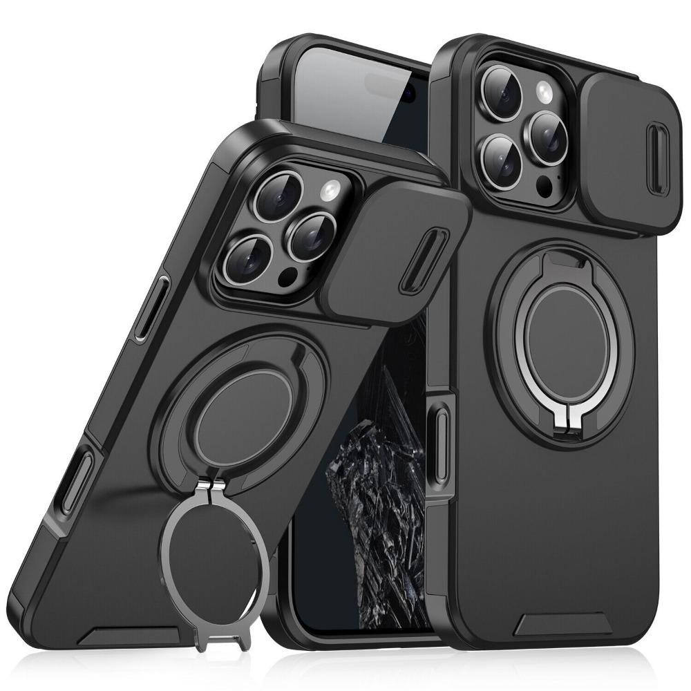 OREKROY Case For iPhone 17 16 15 Pro Max 17Air Plus 14 13 12 with Slide Camera Lens Protection Cover,360 Rotating Ring Kickstand MagSafe Magnetic Holder Military Grade Shockproof Protective Phone Cover
