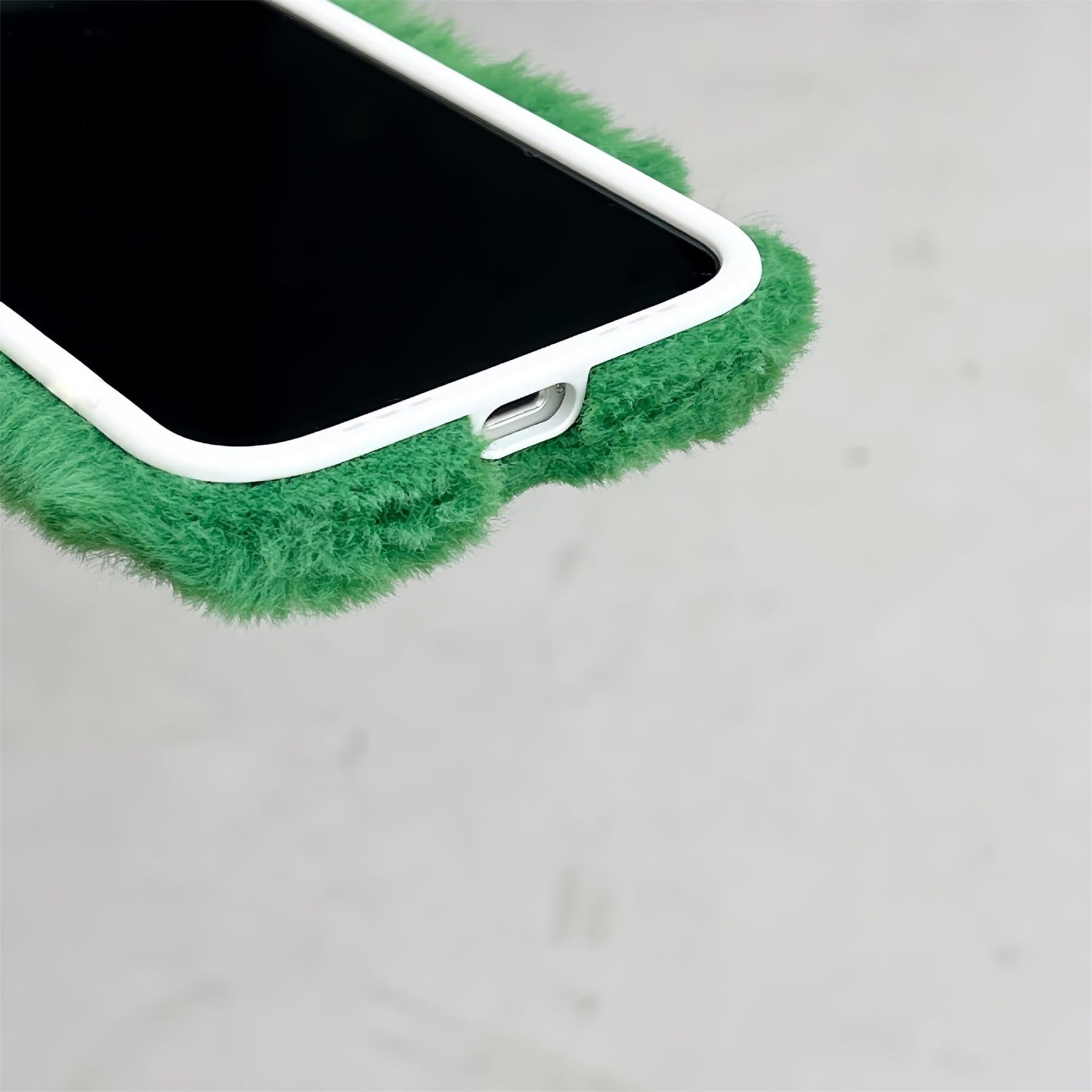 🥰Shockproof Green Plush Phone Case for iPhone All Models: 17-6/XS/XR/7/8/Plus/Max 🧟♀️