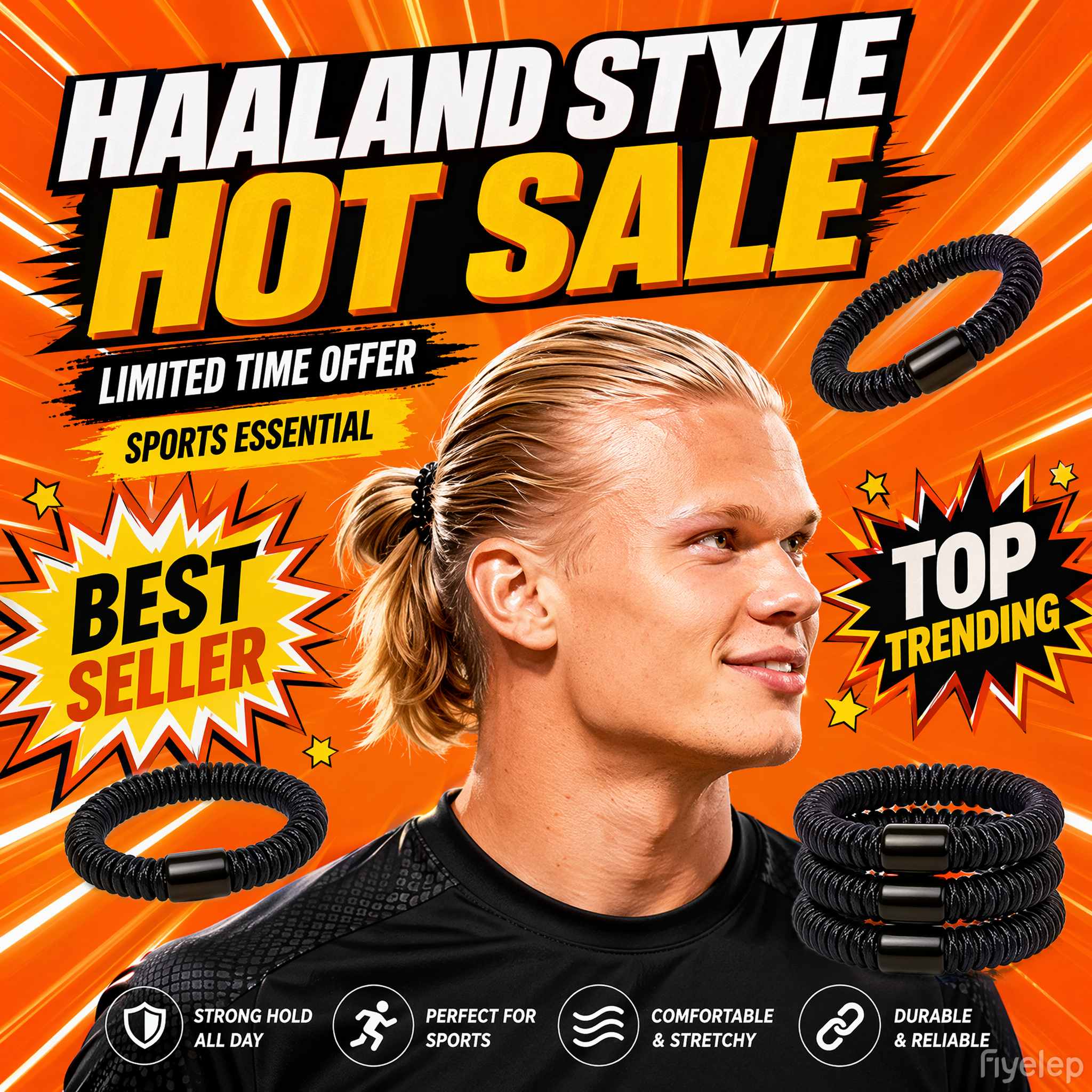 Haaland World Cup kknekki same style, affordable colorful hair ties, suitable for thick hair, easy-grab ponytail hair ties, pack of 15, thick and seamless hair bands, strong hold, hair-friendly design