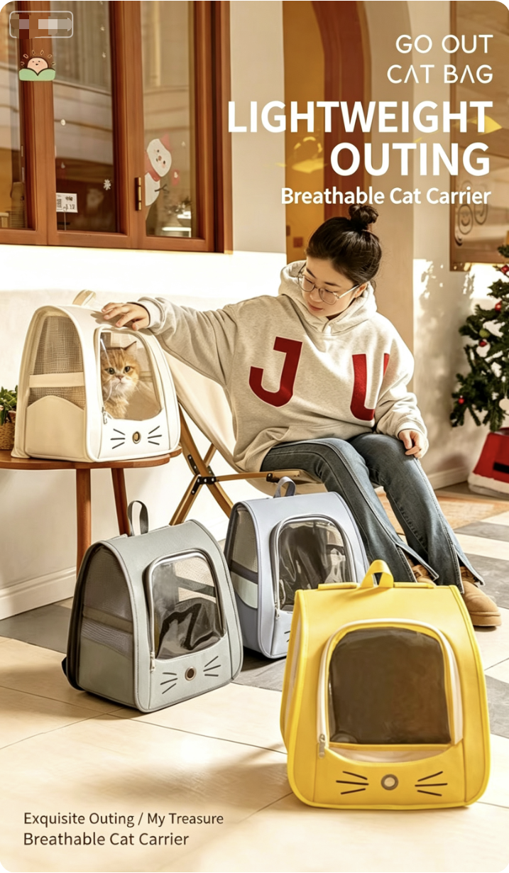 Pet Backpack - Cage - Cat Scratch-Resistant Carrier for Travel, Foldable Bag - Backpack with Airline Certification - Comfort Cabin Double Shoulder