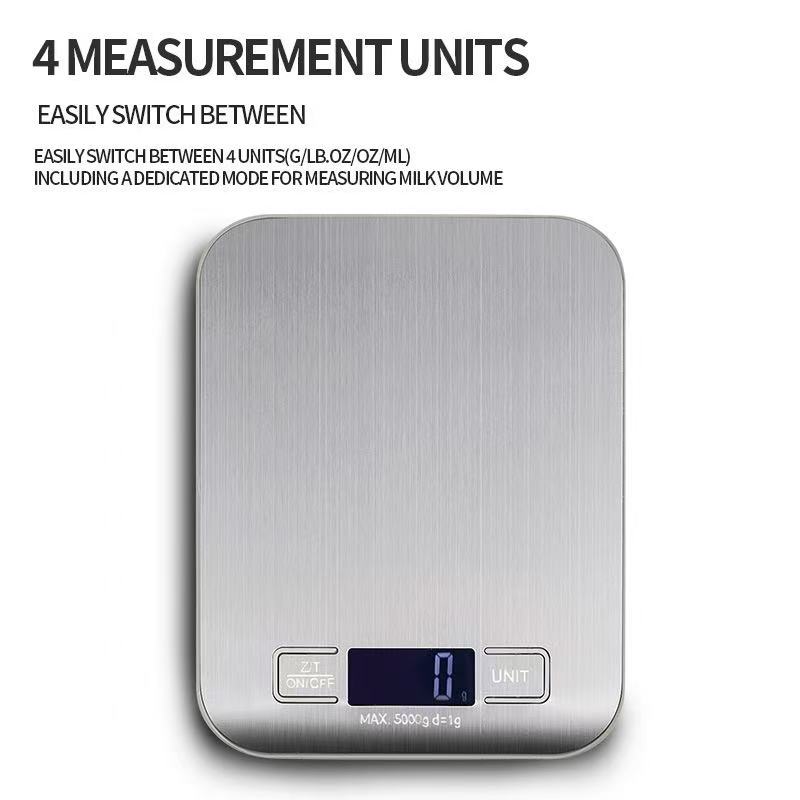Food Kitchen Scale, Digital Grams and Ounces for Weight Loss, Baking, Cooking, Keto and Meal Prep, LCD Display, Medium, 304 Stainless Steel