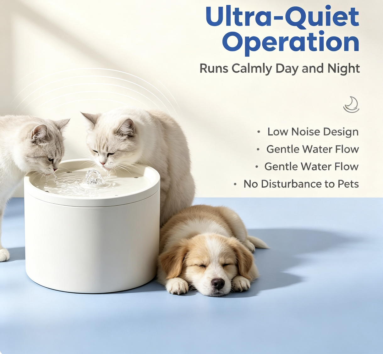 1L Ceramic Quiet Cat Water Fountain | Fresh Circulating Spring Water with Filter