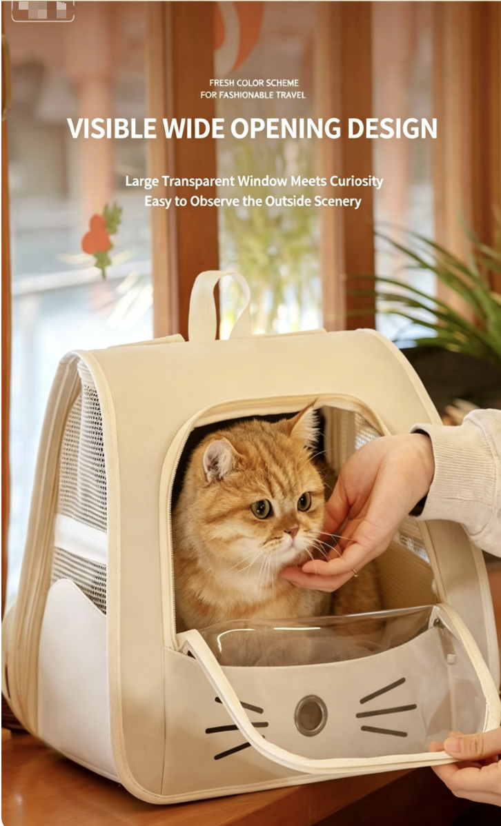 Pet Backpack - Cage - Cat Scratch-Resistant Carrier for Travel, Foldable Bag - Backpack with Airline Certification - Comfort Cabin Double Shoulder