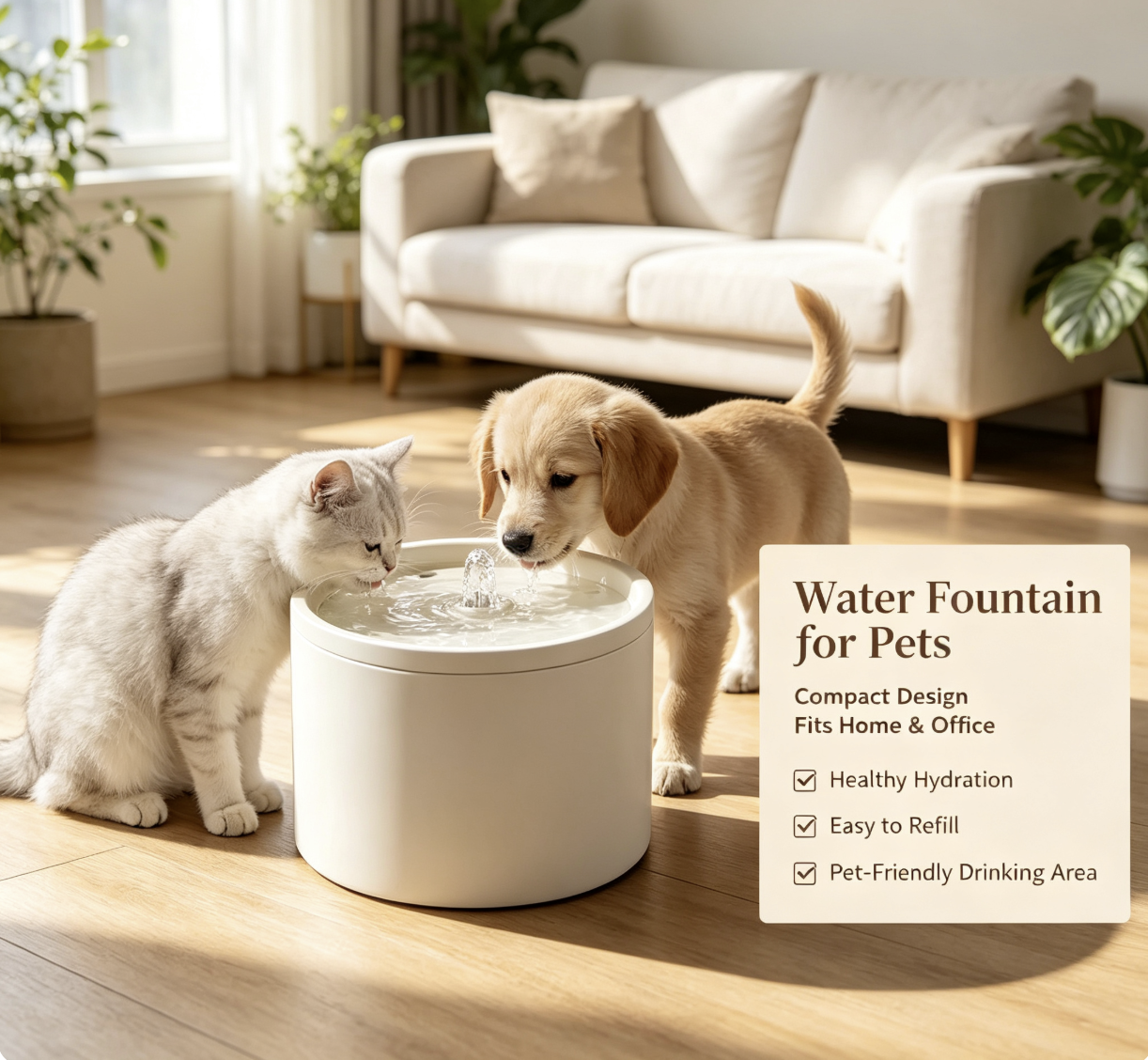 1L Ceramic Quiet Cat Water Fountain | Fresh Circulating Spring Water with Filter