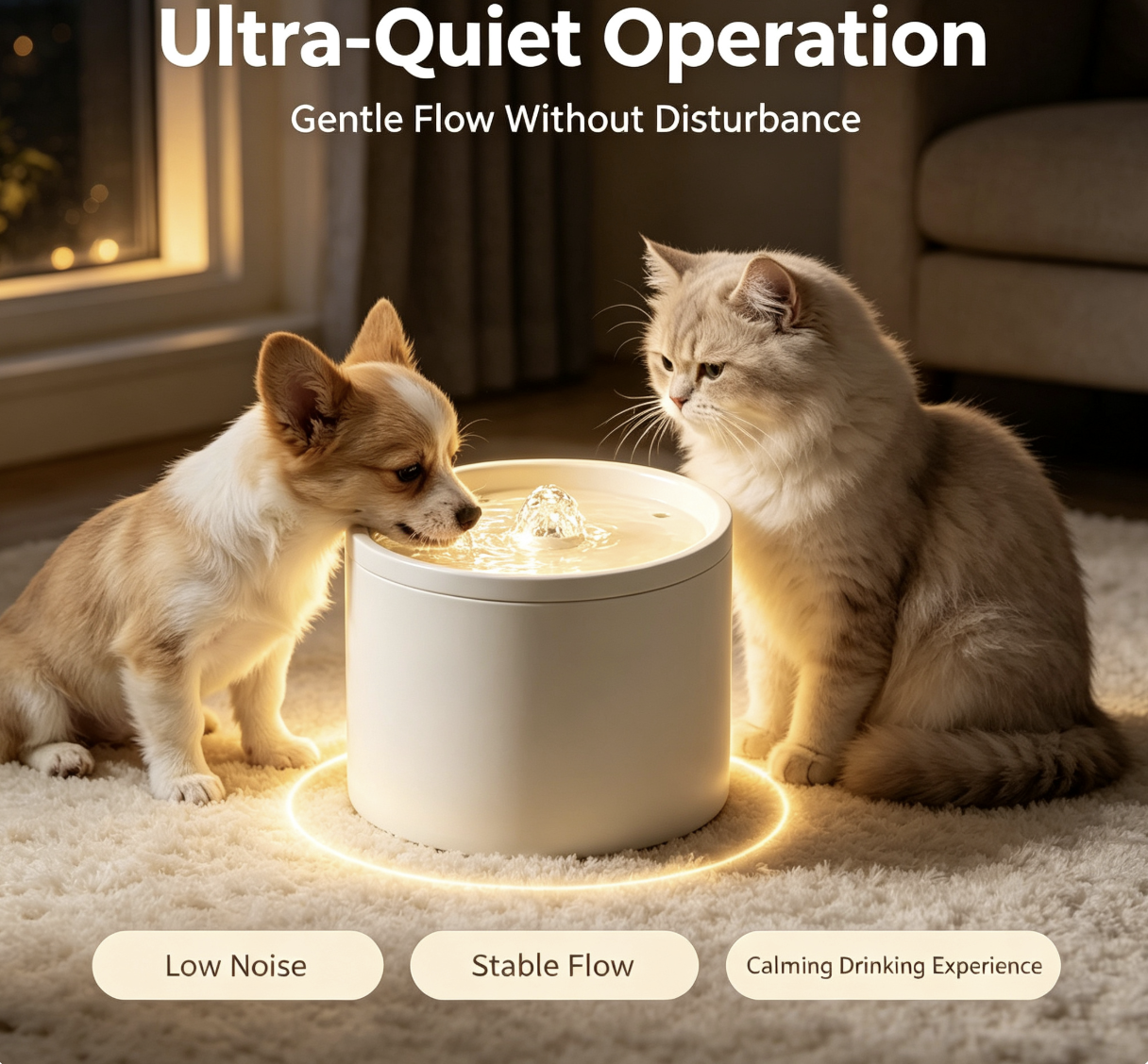 1L Ceramic Quiet Cat Water Fountain | Fresh Circulating Spring Water with Filter