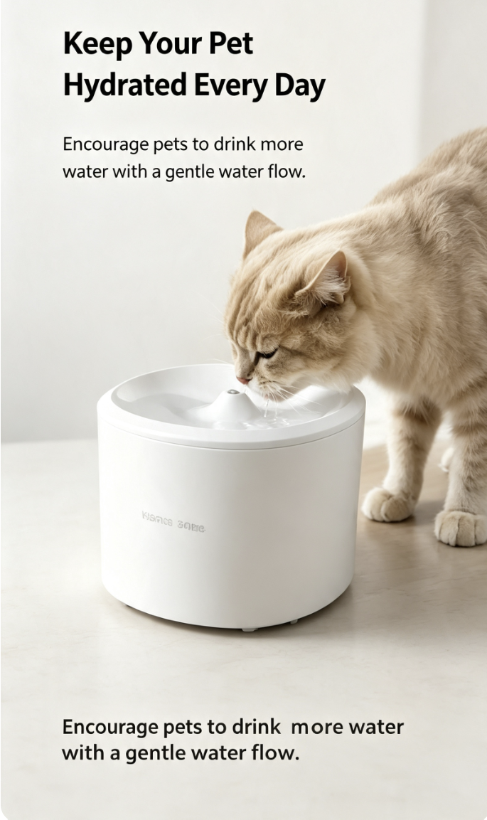 3L Pet Water Fountain with Circulating Flow – For Small to Medium-Sized Pets – Cat & Dog Feeding