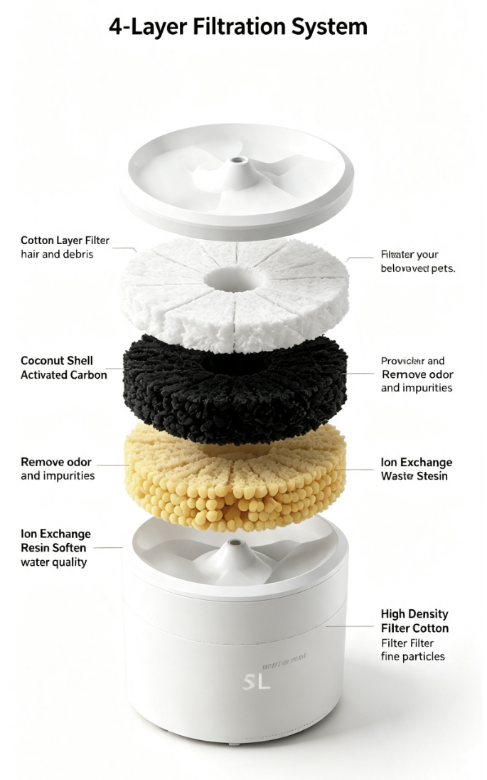 3L Pet Water Fountain with Circulating Flow – For Small to Medium-Sized Pets – Cat & Dog Feeding