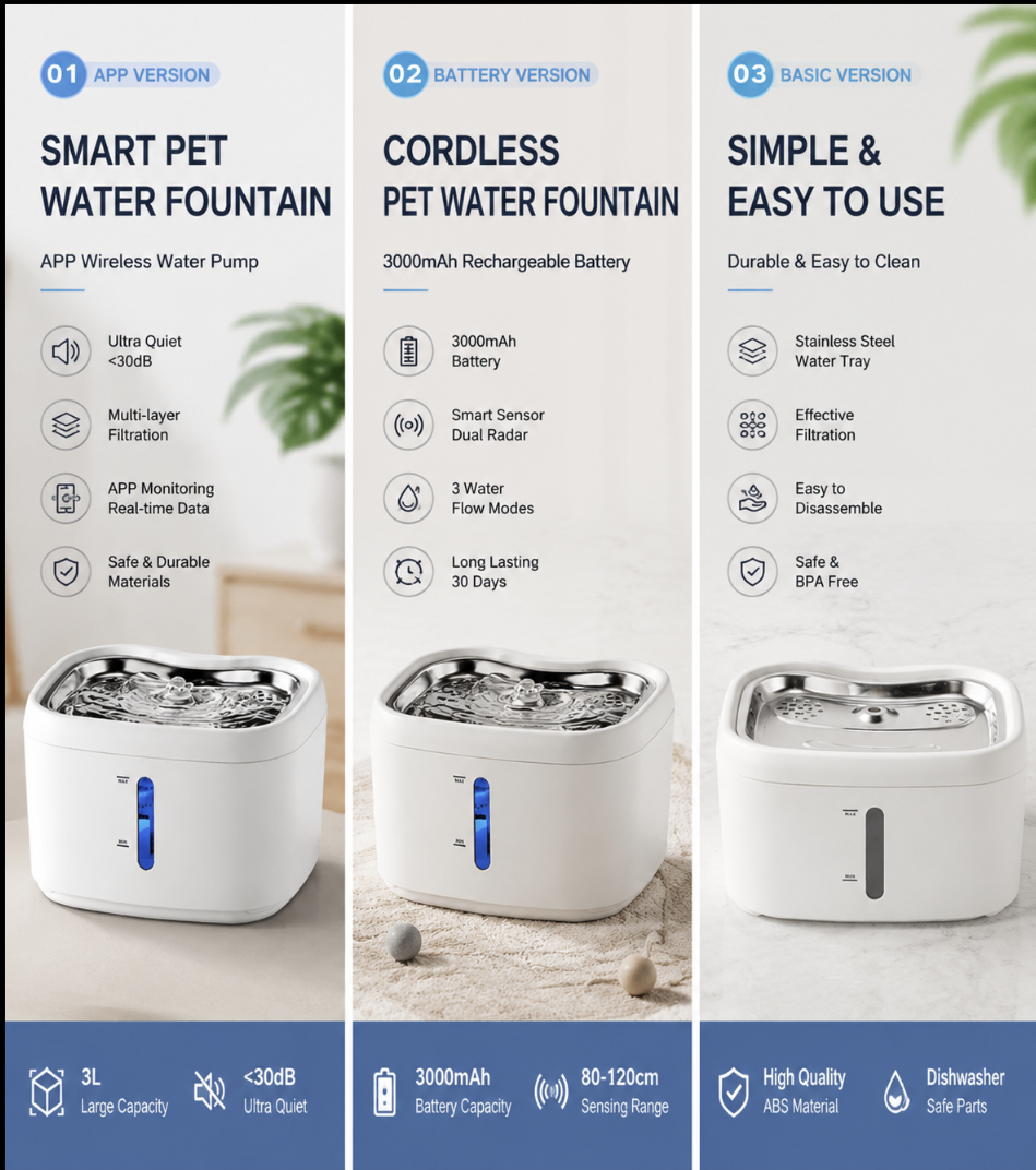 3L Smart App Controlled Cat Water Fountain Ultra Quiet