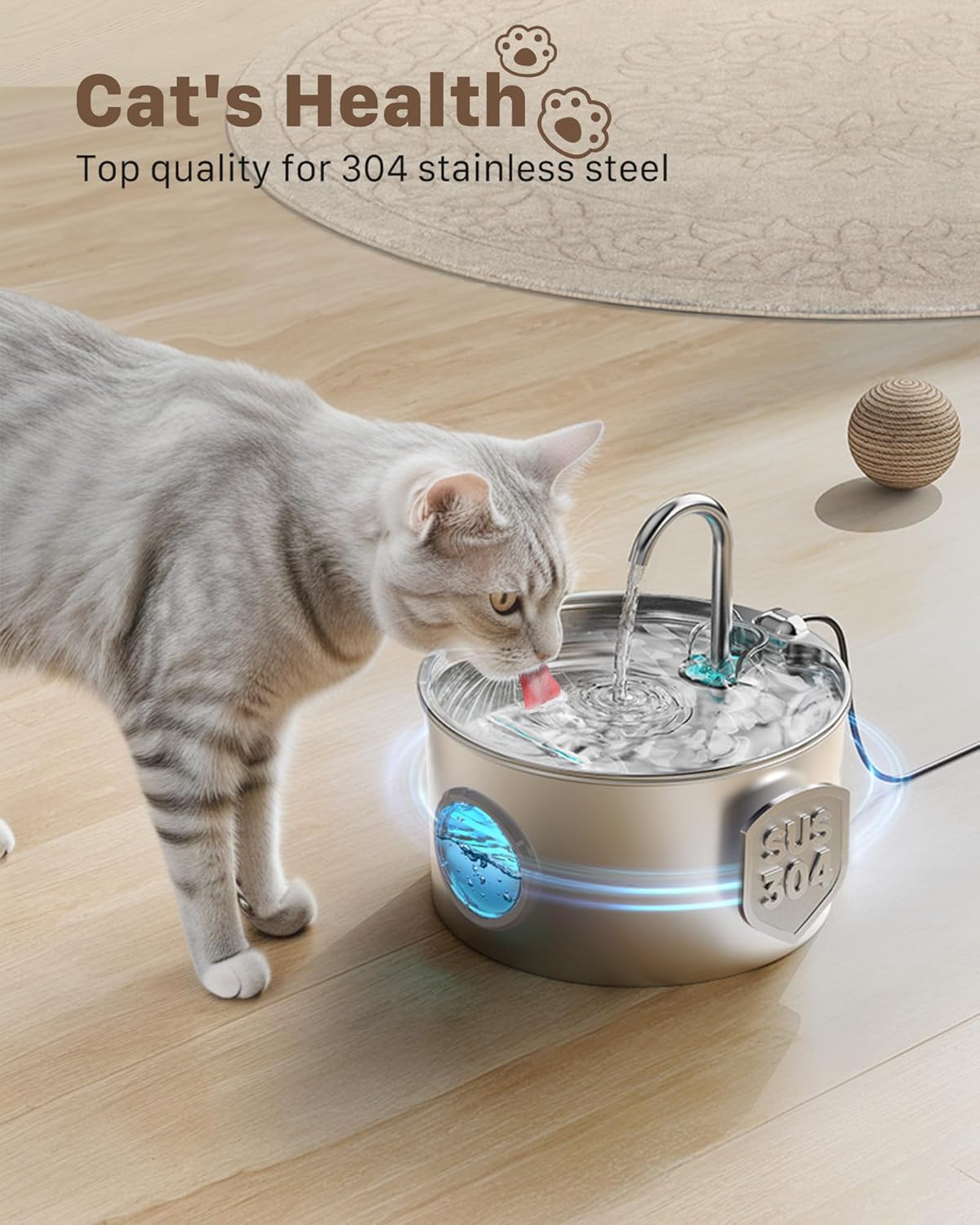 Quiet Cat Water Fountain 2.2L Indoor Pet Bowl | qingmushuo