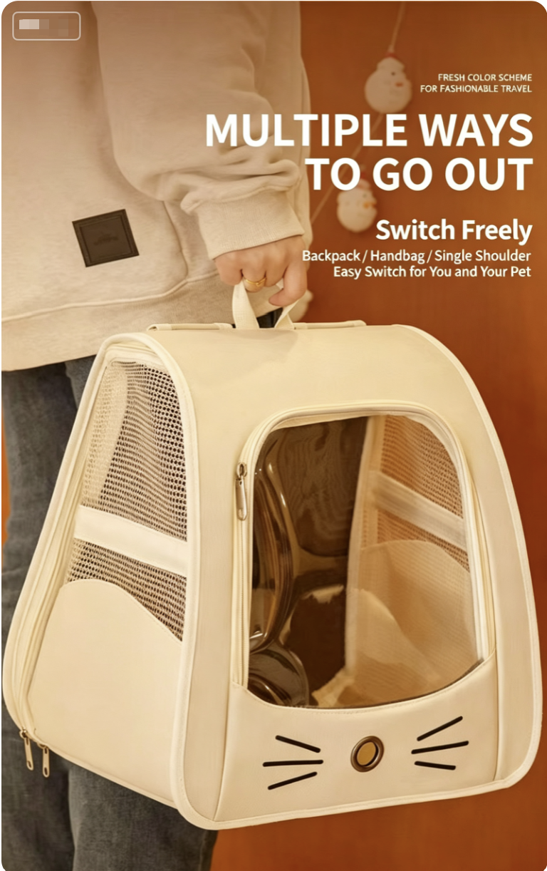 Pet Backpack - Cage - Cat Scratch-Resistant Carrier for Travel, Foldable Bag - Backpack with Airline Certification - Comfort Cabin Double Shoulder