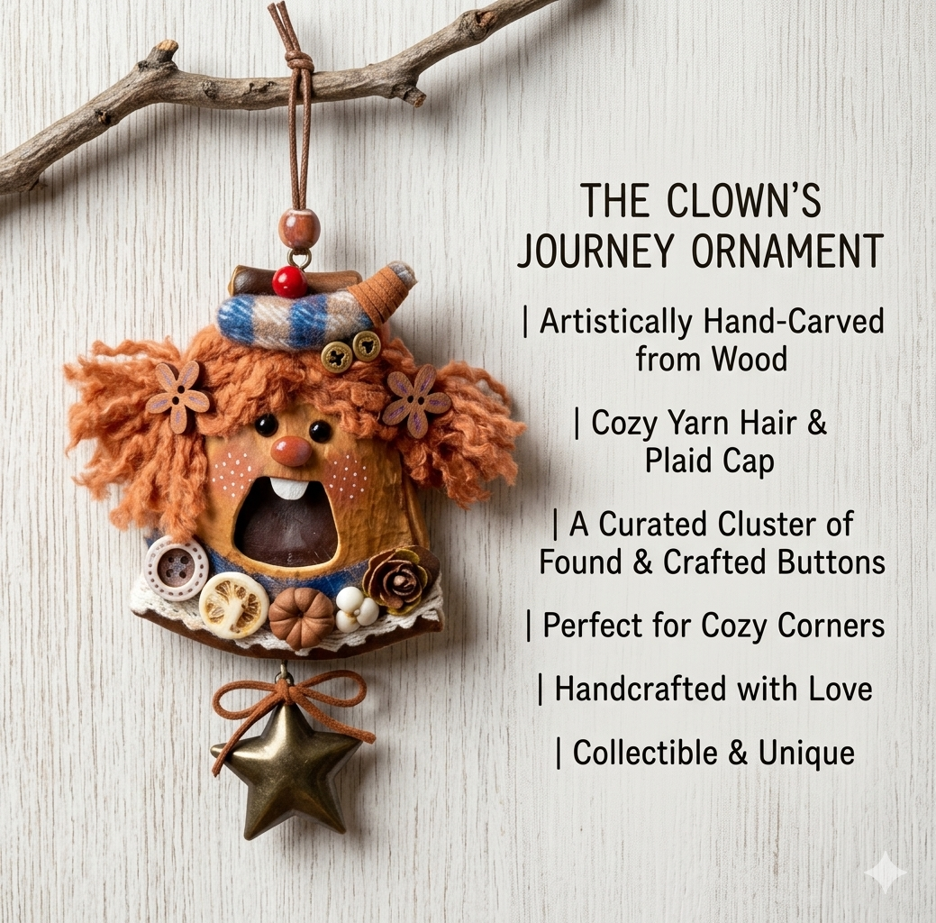 Striped Hat Blossom Pixie Handmade Pod Doll — Open-Mouth Autumn Carnival Edition