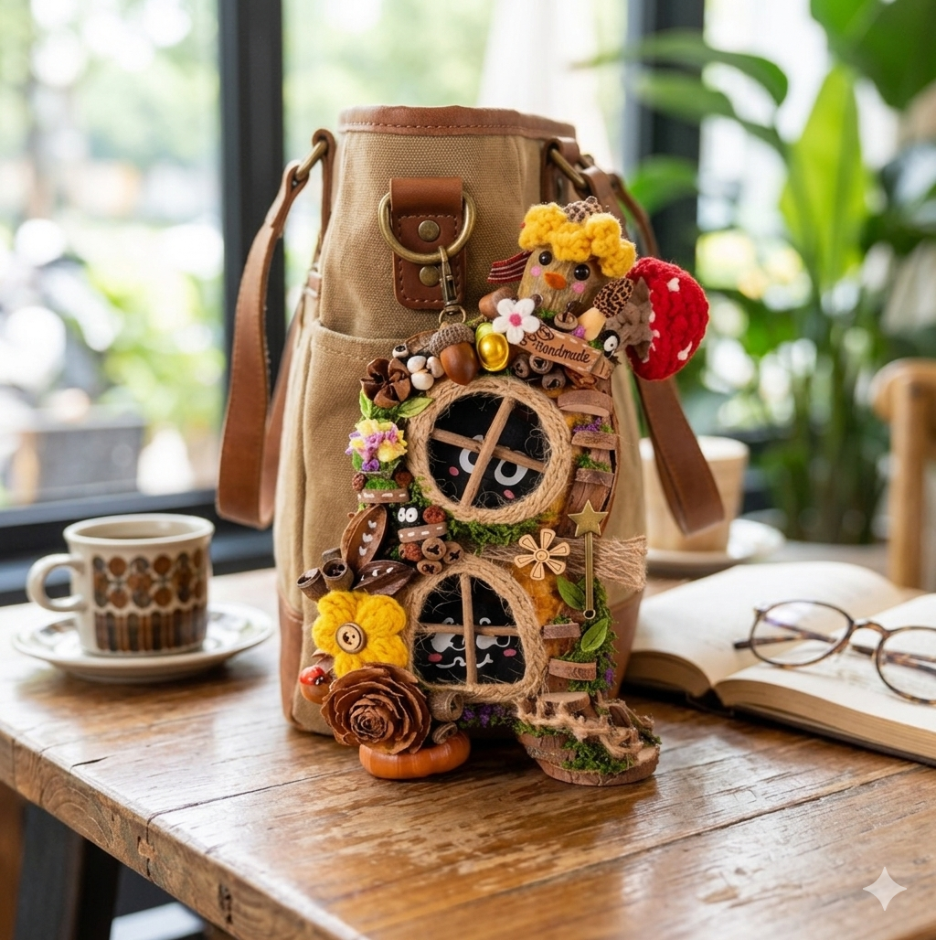 Soot Sprite Mossy Twin-Window Handmade Pod Cottage — Double-Decker Fairy Tale Edition