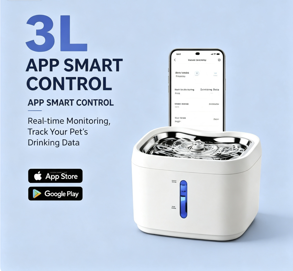 3L Smart App Controlled Cat Water Fountain Ultra Quiet