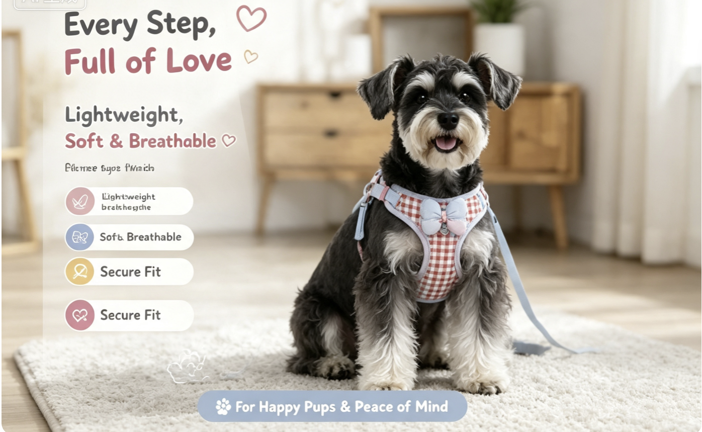 Premium Soft Plaid Dog Harness & Leash Set | Cute Bow Design No Pull Vest for Small Dogs, Puppies & Cats