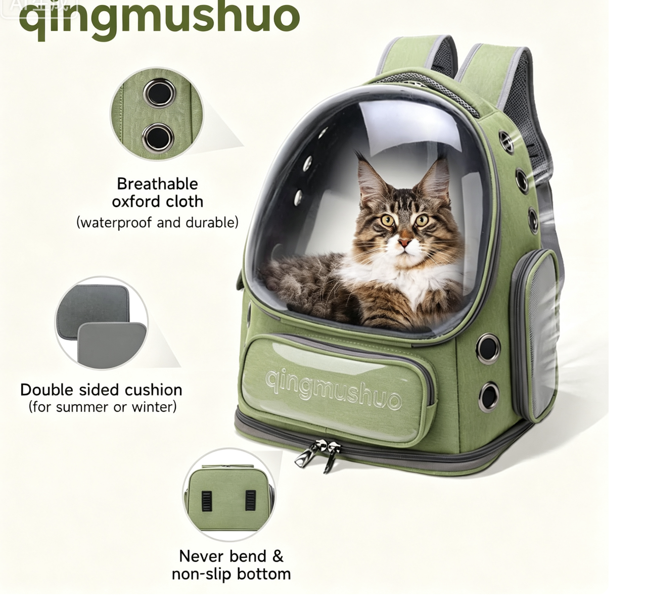 Breathable cat harness, large-space bubble pet backpack for dogs under 15 lbs, transparent and foldable travel hiking pet backpack