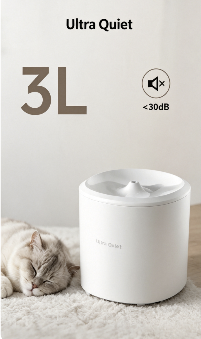 3L Pet Water Fountain with Circulating Flow – For Small to Medium-Sized Pets – Cat & Dog Feeding