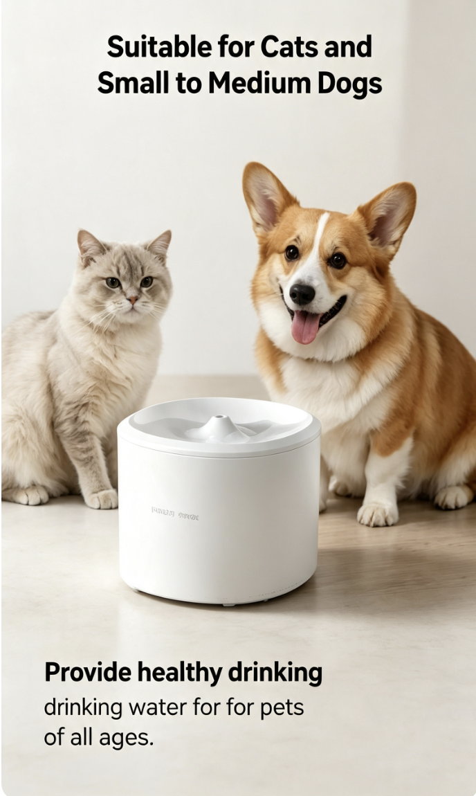 3L Pet Water Fountain with Circulating Flow – For Small to Medium-Sized Pets – Cat & Dog Feeding