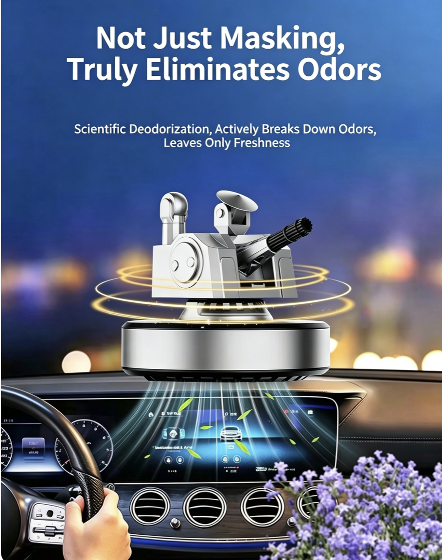 Eco-friendly car air freshener and dashboard decoration – military-style cannon-shaped solar air purifier