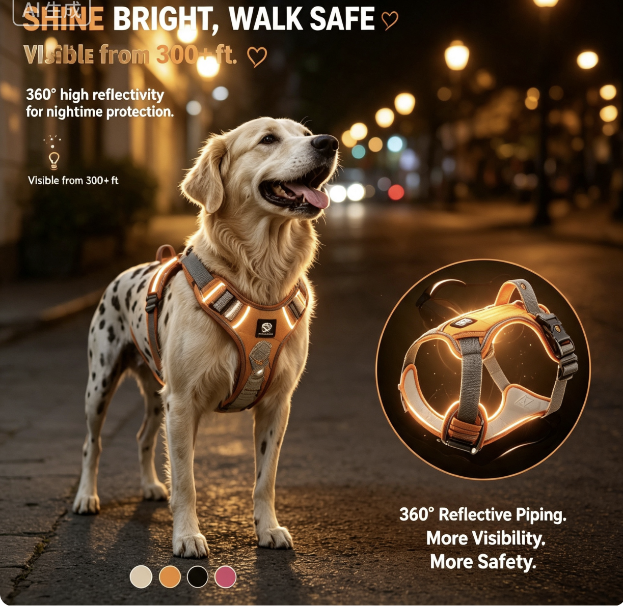 Reflective No Pull Dog Harness with Soft Padding | Adjustable Anti-Choke Vest Harness for Small Medium Large Dogs