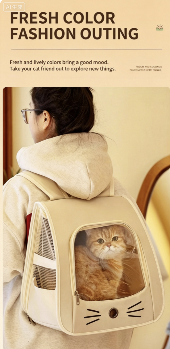 Pet Backpack - Cage - Cat Scratch-Resistant Carrier for Travel, Foldable Bag - Backpack with Airline Certification - Comfort Cabin Double Shoulder