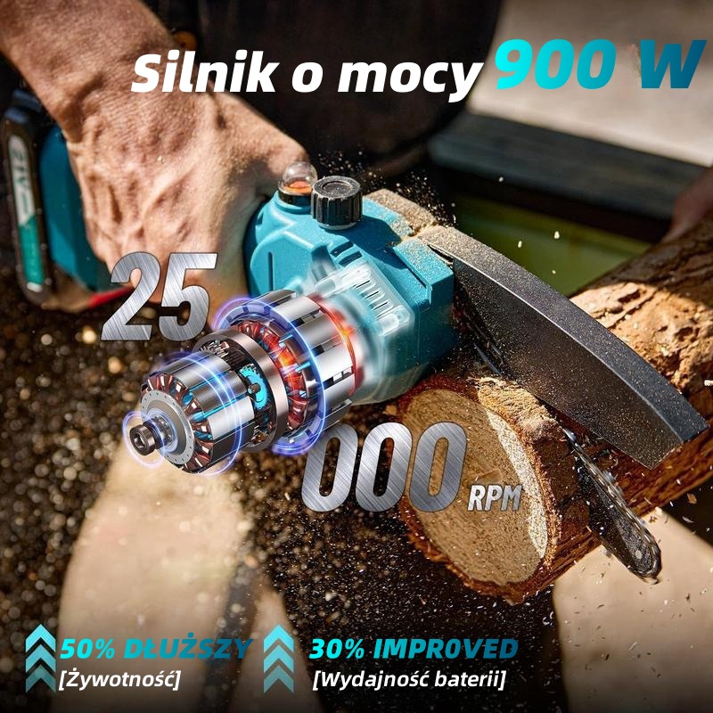 SEESII CH600+ MINI PILARKA ŁAŃCUCHOWA 6 CALI Z 2x4000 mAh - Lekka i Wydajna dla Profesjonalistów