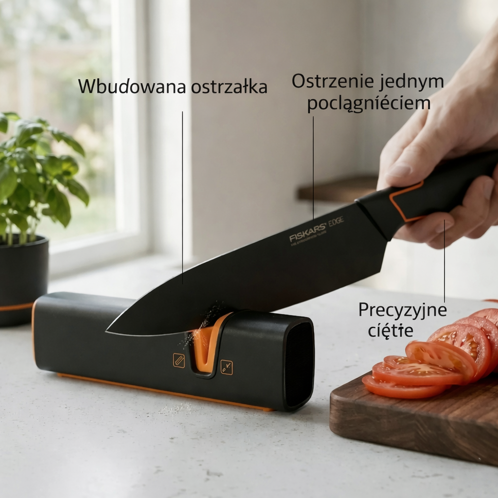 🔪 Fiskars zestaw 5 noży kuchennych z blokiem i ostrzałką – profesjonalna jakość, ostrość i trwałość 💯