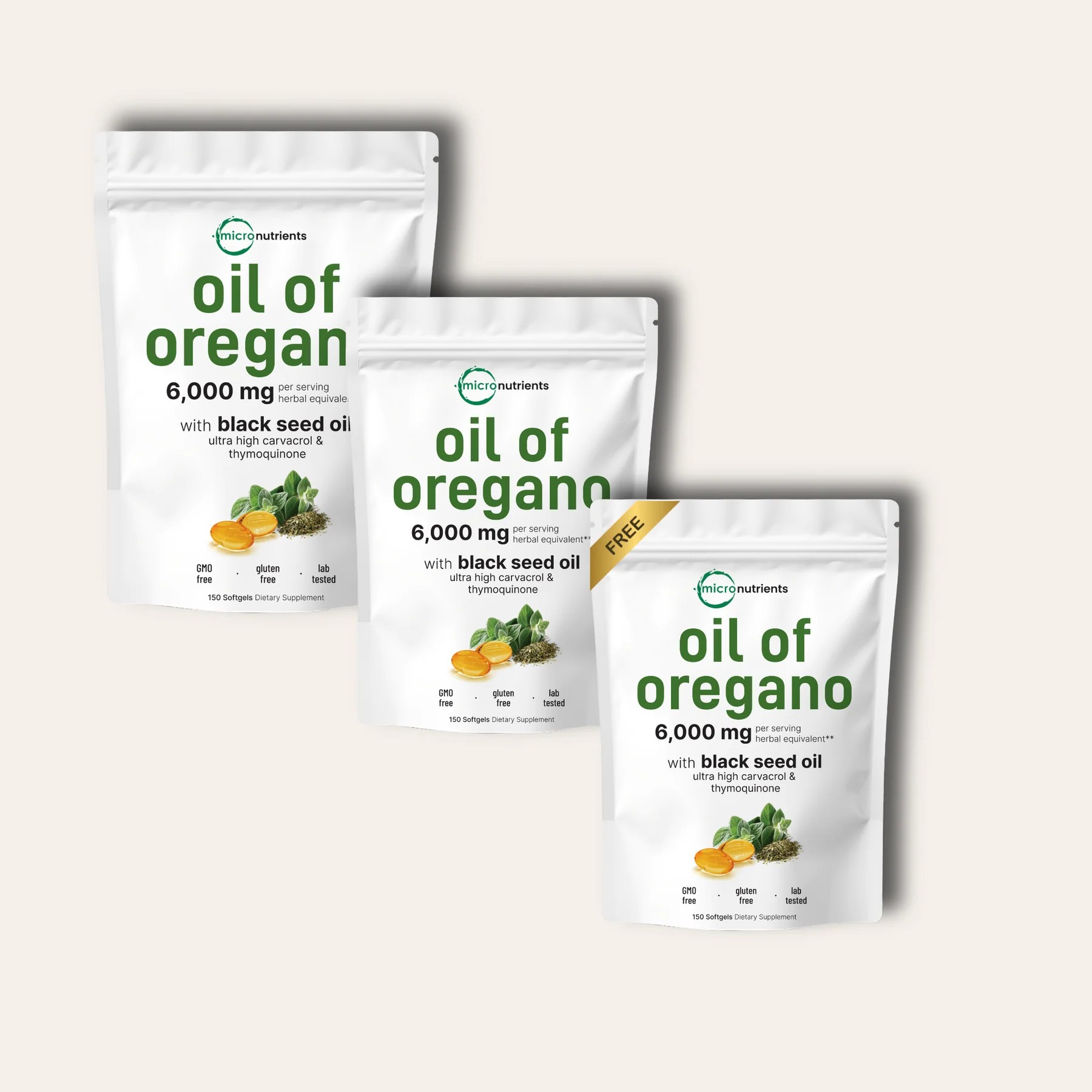 Micro Nutrients™ Oil of Oregano with Black seed Oil Soft Gels