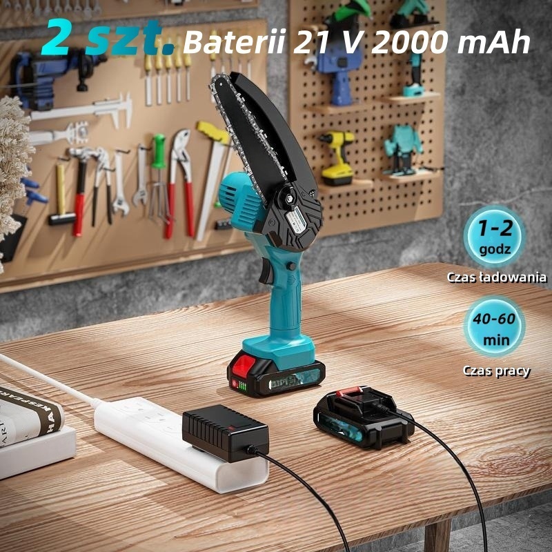 【PROMOCJA】Bezprzewodowa Kombinacja: Pilarka Słupkowa 8" + Mini Pilarka 6" z Akumulatorem | Darmowa Dostawa + 2 Lata Gwarancji