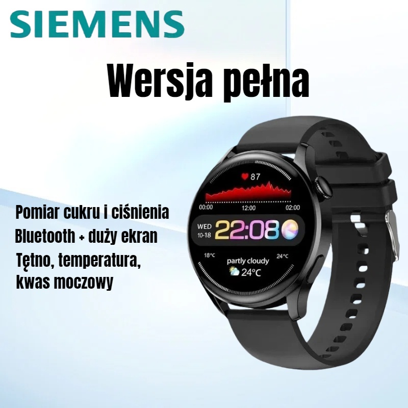 Zegarek do pomiaru poziomu glukozy firmy Siemens – precyzyjnie monitoruje tętno, poziom cukru i ciśnienie krwi