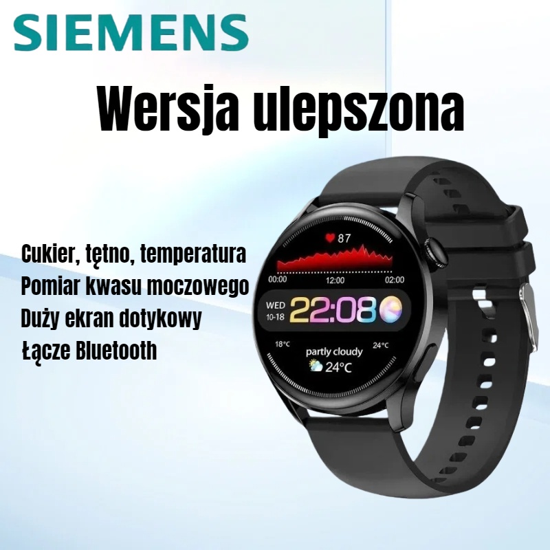 Zegarek do pomiaru poziomu glukozy firmy Siemens – precyzyjnie monitoruje tętno, poziom cukru i ciśnienie krwi