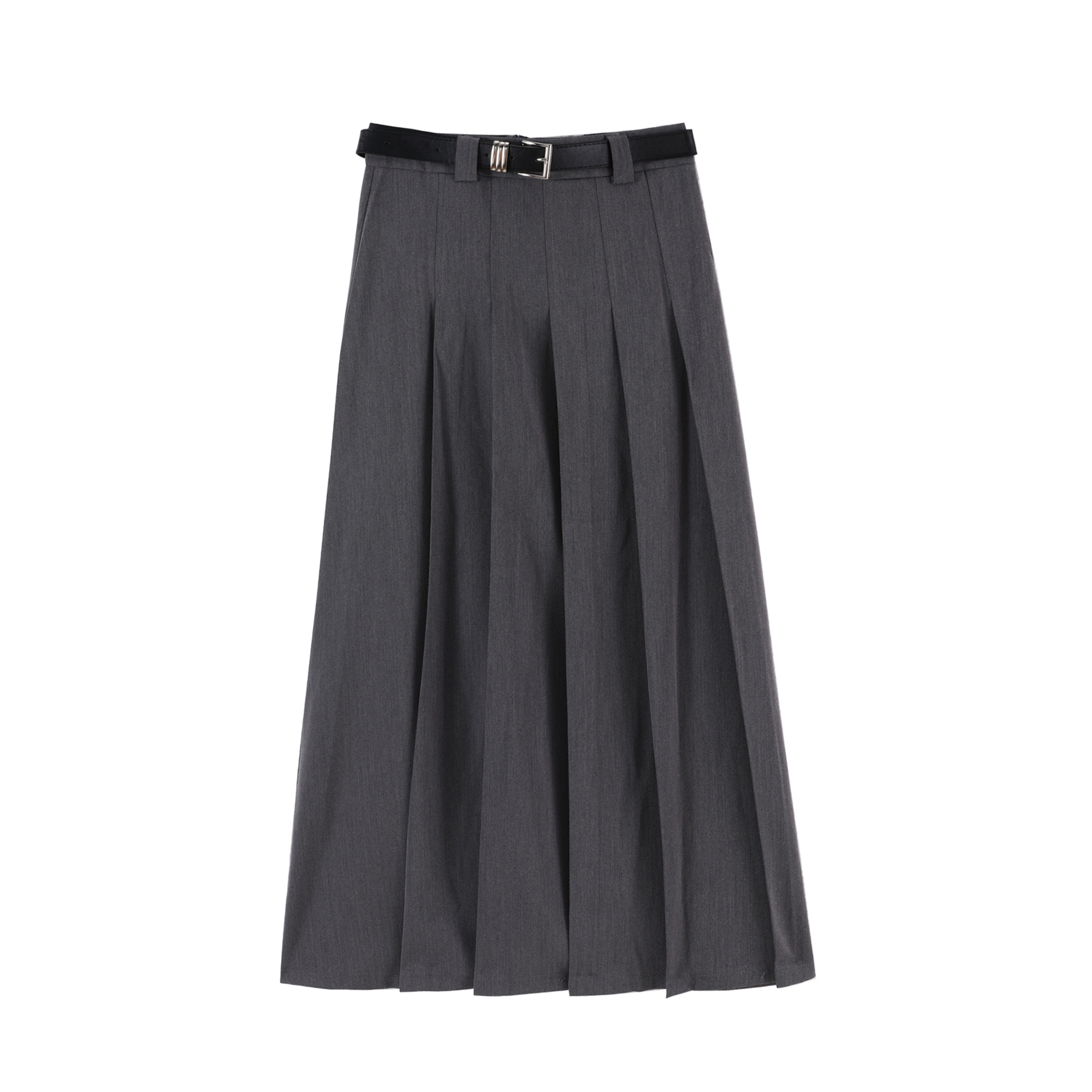 Women s casual high waist mid length pleated skirt lobata