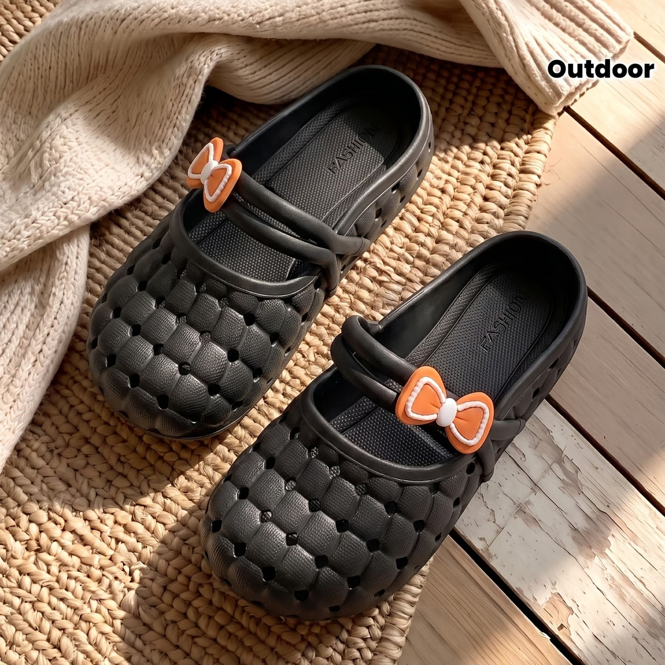 Women’s Bow Hollow‑Out Cloud‑Like Comfort Flat Summer Sandals