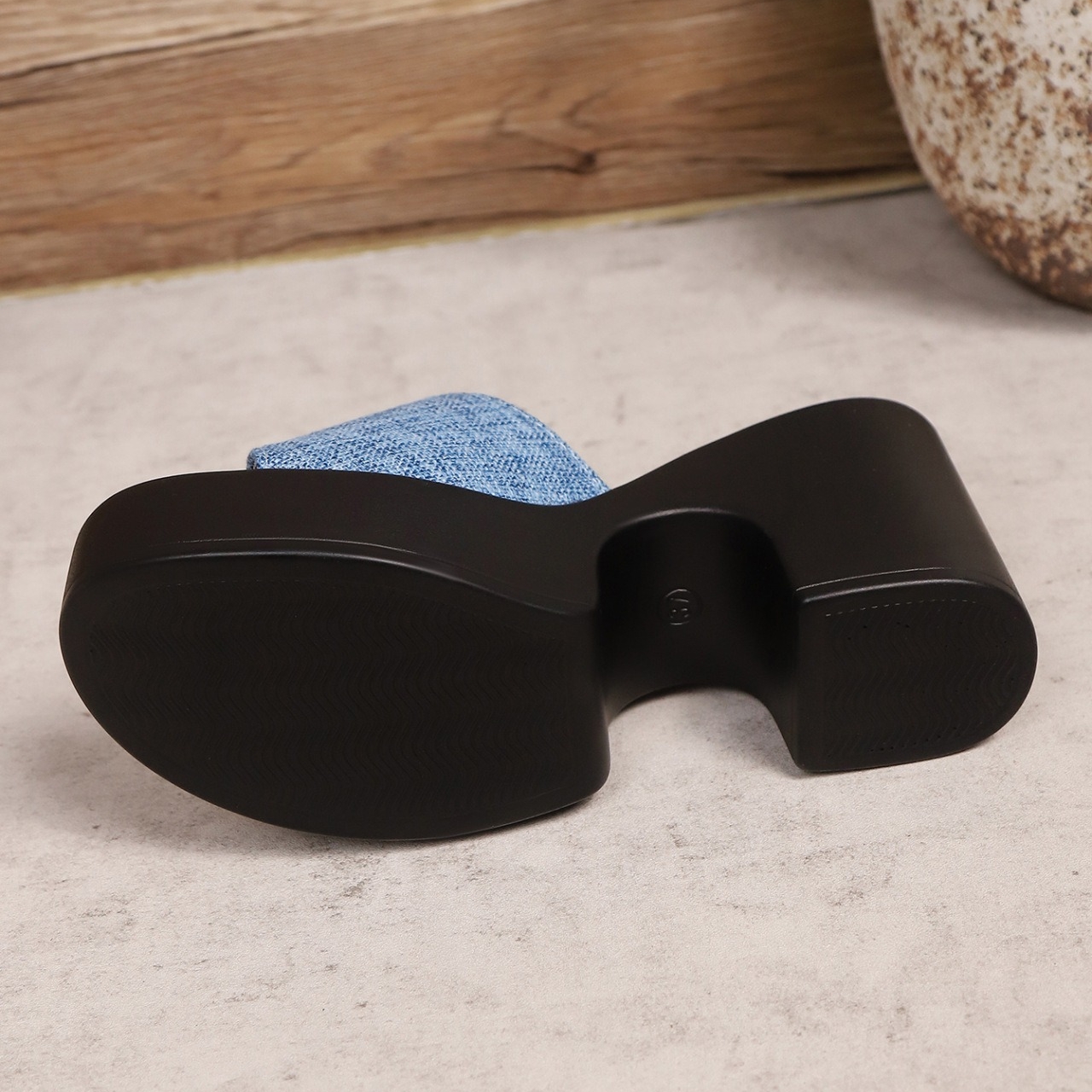 Women's Fashion & Elegant Denim Chunky Heel Sandals