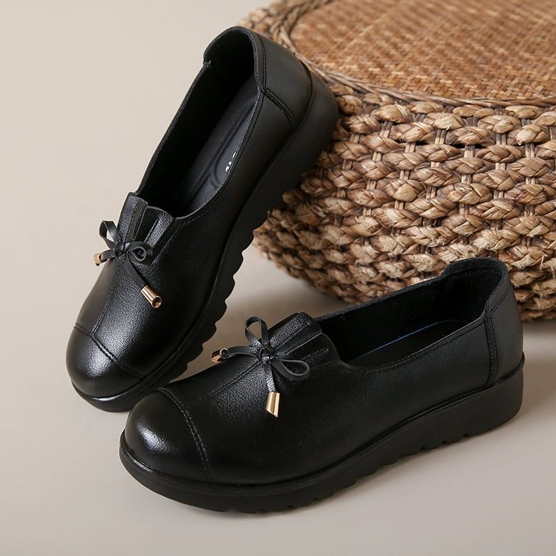 Women's Comfortable Bow‑Detail Loafers Slip‑On Shoes