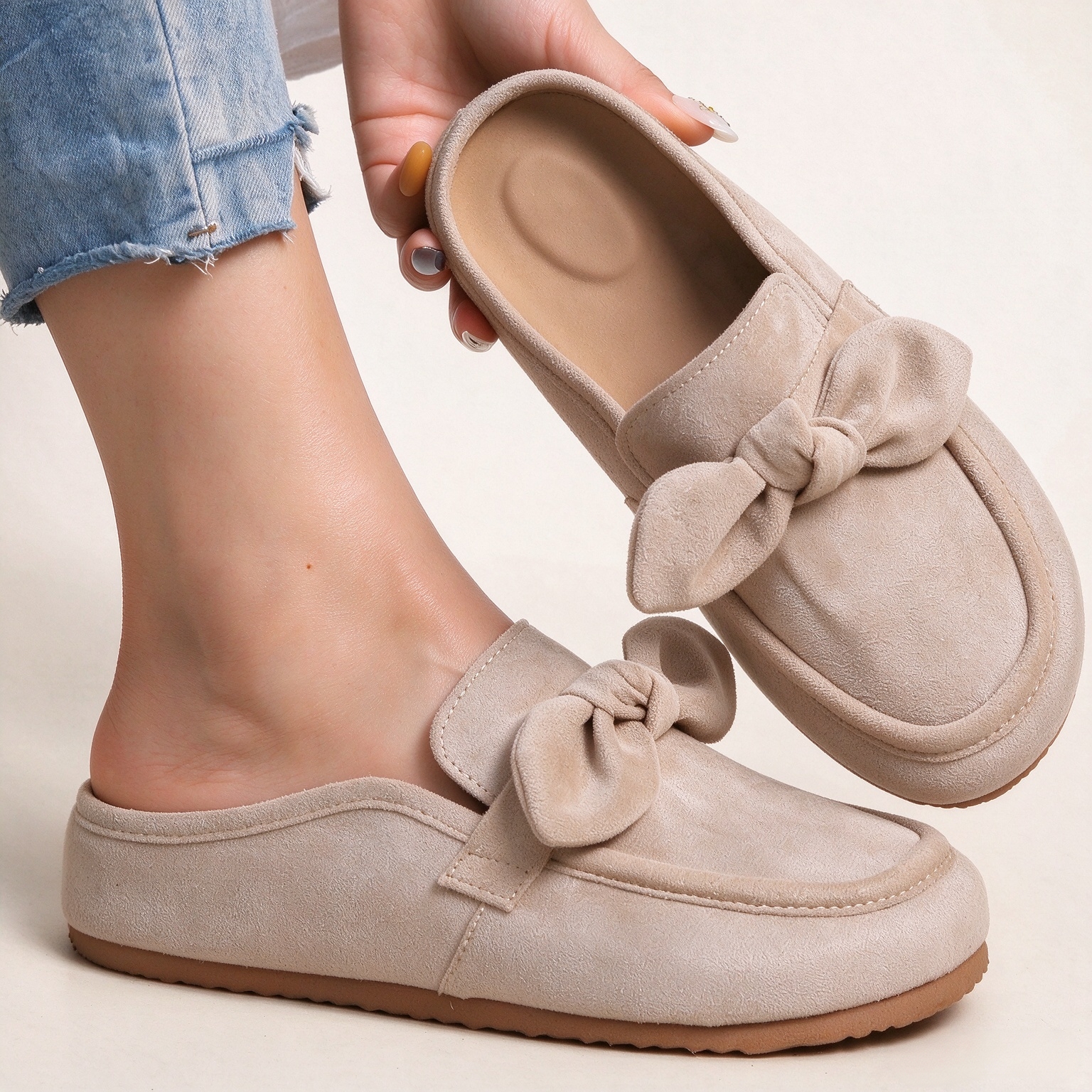 Women's Soft Suede Mule Slippers Slip-On Backless Loafers