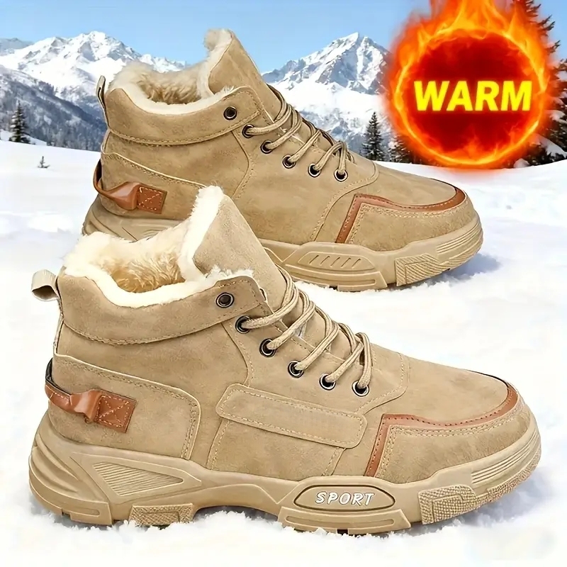 Men's Thermal Insulated Cushioned Insole & Non-Slip Winter Snow Boots for Outdoor Hiking, Casual & Daily Wear